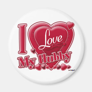 Aimant I Love My Hubby rouge - coeur