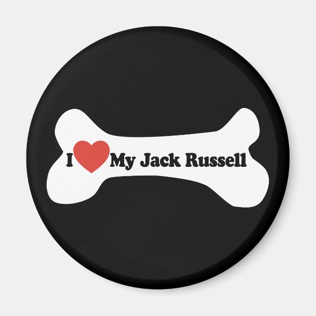 Aimant I Love My Jack Russell - Chien Bone (Devant)