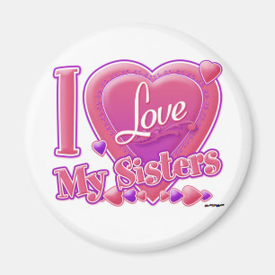 Aimant I Love My Sisters rose/violet - coeur