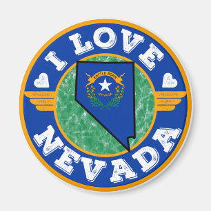 Aimant I Love Nevada State Map and Flag