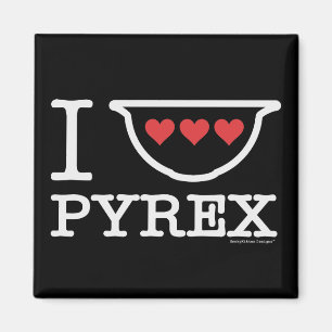 Aimant I Love Pyrex - Mélange Bowl avec Coeurs (Blanc)