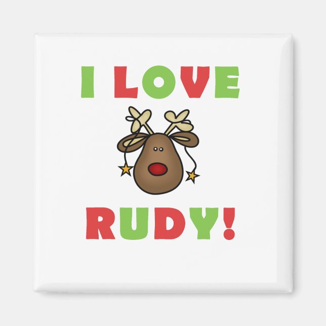 Aimant I Love Rudy Tshirts et cadeaux (Devant)