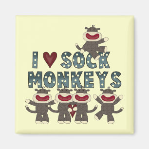 Aimant I Love Sock Monkeys Tshirts et cadeaux