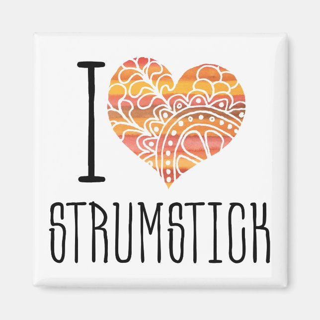 Aimant I Love Strumstick Orange Mandala Heart (Devant)