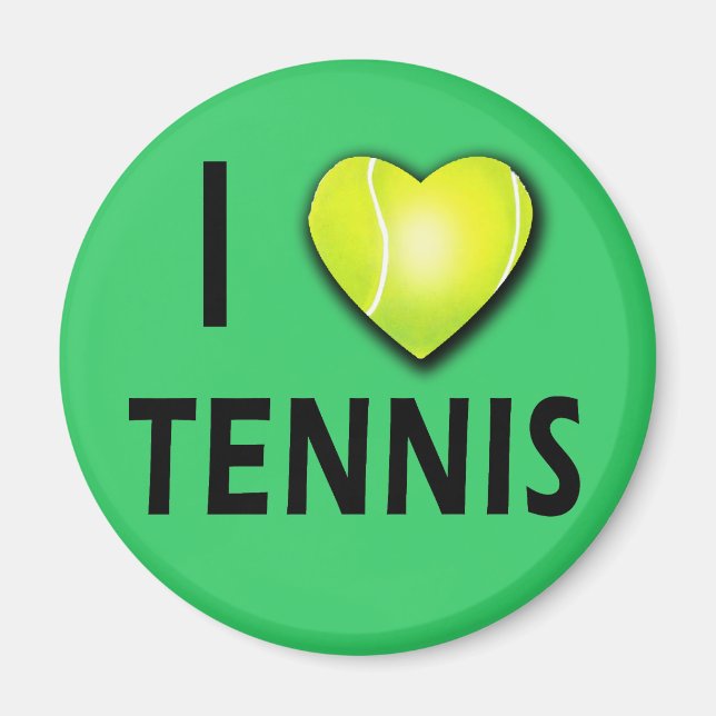 Aimant I Love Tennis avec Tennis Ball Heart (Devant)