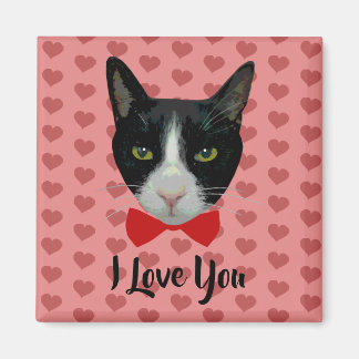 Aimant I Love You - Tuxedo Chat avec Cravate de cabot