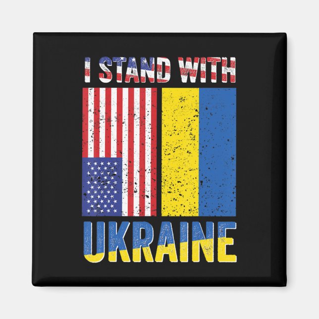Aimant I Stand with Ukraine Support Ukrainian American US (Devant)