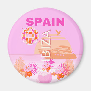 Aimant Ibiza, Espagne, Art Voyage, Art Preppy, Rose, Prep