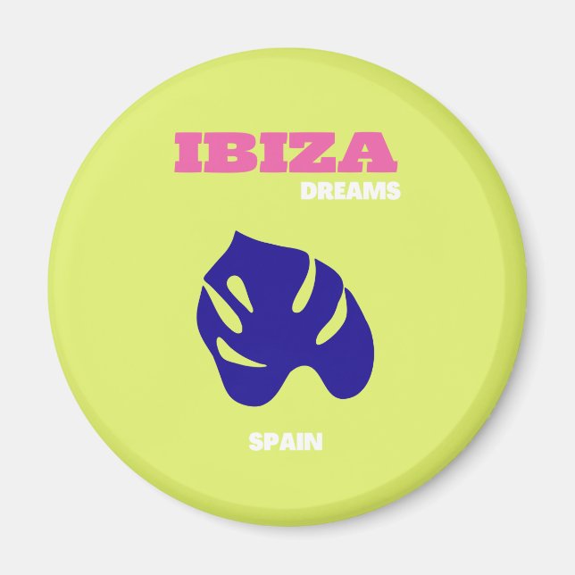 Aimant Ibiza, Espagne, Art Voyage, Preppy, Vert (Devant)