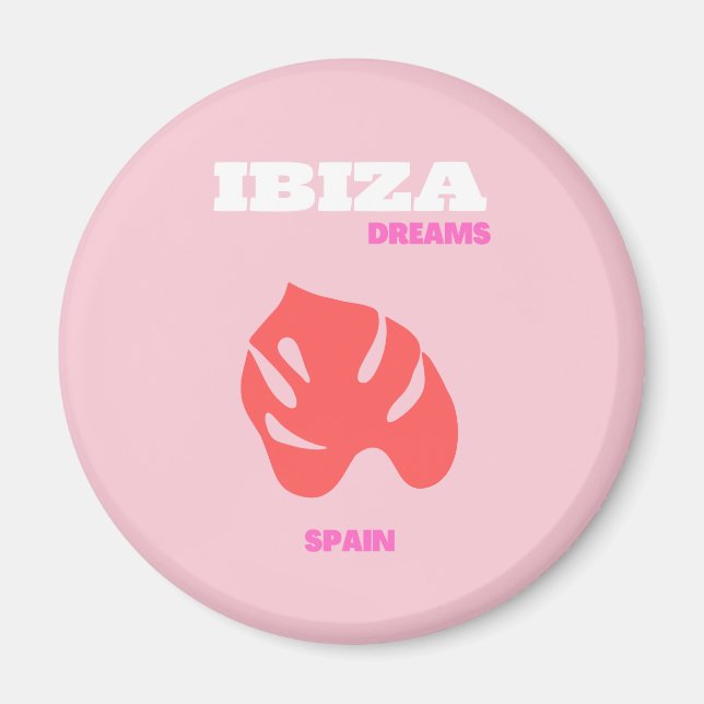 Aimant Ibiza, Espagne, Preppy, Salle Preppy, Rose (Devant)