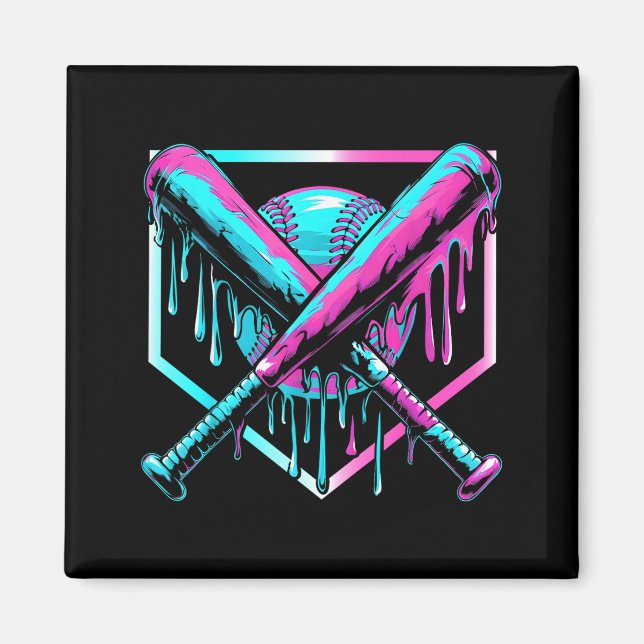 Aimant Ice Cream Baseball Drip Home Plate Bats Cool For B (Devant)