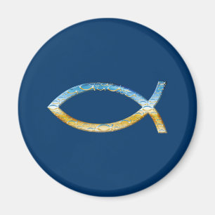 Aimant Ichthus - ciel et au sol chrétiens de symbole de