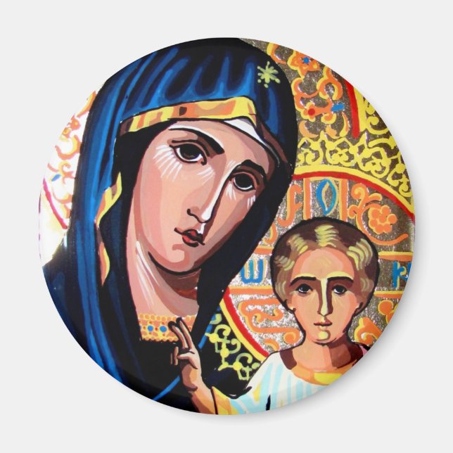 Aimant Icône de la Vierge de Kazan Roumain sur verre Vent (Devant)