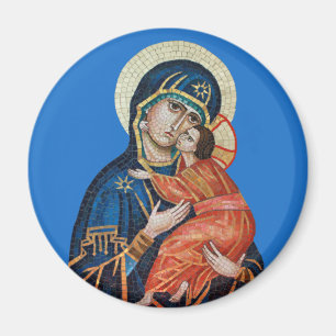 Aimant Icône de l'aimant rond de Theotokos