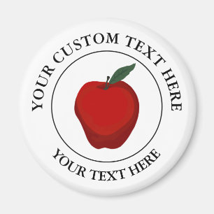 Aimant Icône de logo de texte personnalisé Red Apple