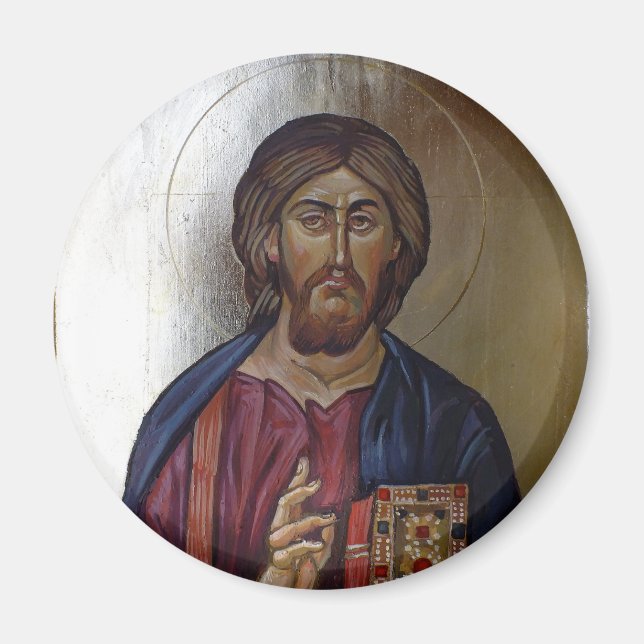 Aimant Icône orthodoxe grecque du Christ Pantocrateur (Devant)