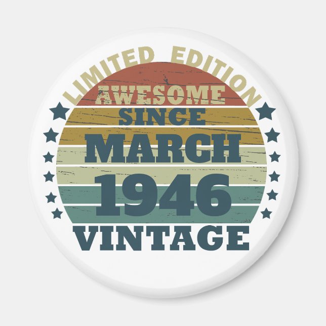 Aimant Idée cadeau d'anniversaire vintage personnalisé (Devant)