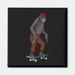 Aimant Idée cadeau drôle de singe de skateboard pour Skat