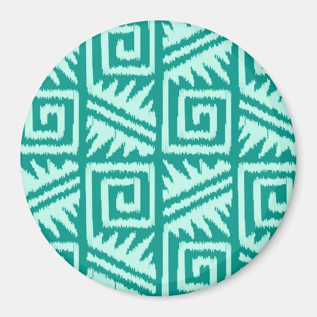 Aimant Ikat Aztec Motif - Turquoise et Aqua (Devant)