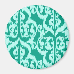Aimant Ikat Moorish Damask - paon et aqua