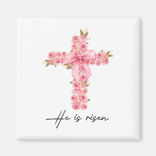 Aimant Il Est Ressuscité Coquette Nœud Floral Croix Foi P