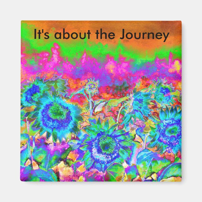 Aimant Il s'agit des champs de tournesol Journey - Bleu (Devant)