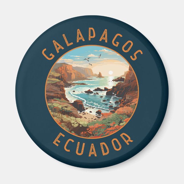 Aimant Îles Galapagos Cercle en détresse rétro (Devant)