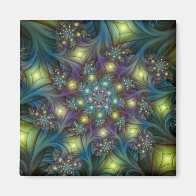 Aimant Illuminé Abstrait brillant Turquoise violet Fracta (Devant)