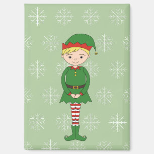 Aimant illusima Garçon de Noël Elfe Flocons de Neige Vert