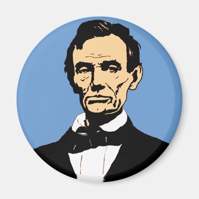 Aimant Illustration Abraham Lincoln sur le bleu (Devant)