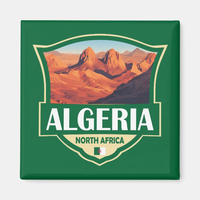 Aimant Illustration Algérie Insigne rétro (Devant)