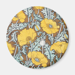 Aimant Illustration Art Nouveau Poppy Fleur Jaune