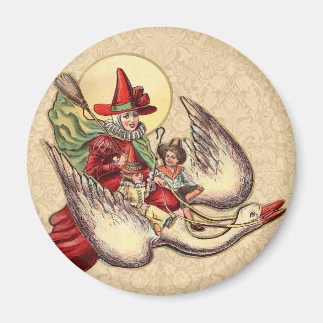 Aimant Illustration d'antiquité de Mère Goose Child (Devant)