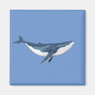 Aimant Illustration d'art vectoriel de baleine bleue noir