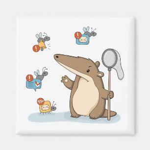 Aimant Illustration de chasseur de notifications drôle de