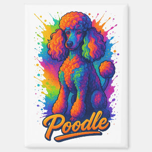 Aimant Illustration de chien caniche Pop Art colorée – Vi