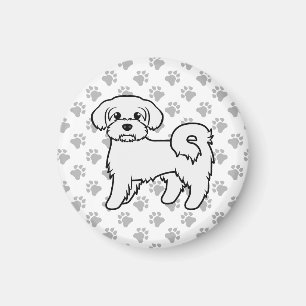 Aimant Illustration de chien de dessin animé mignon malta