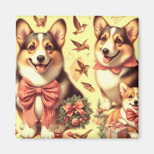 Aimant Illustration de Corgi Corgi gallois mignon (Devant)