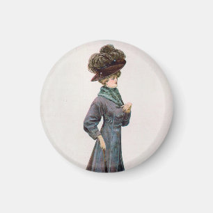 Aimant Illustration de design de mode pour femmes vintage