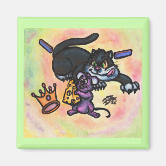 Aimant Illustration de dessin animé chat souris fromage c