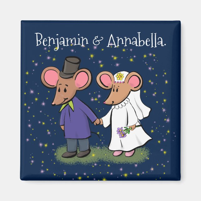 Aimant Illustration de dessin animé d'un couple de souris (Devant)