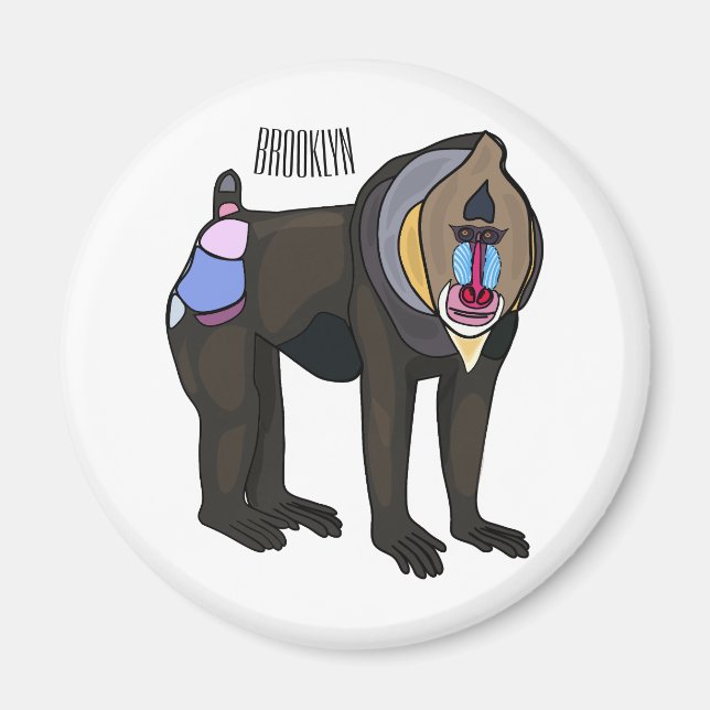 Aimant Illustration de dessin animé Mandrill (Devant)