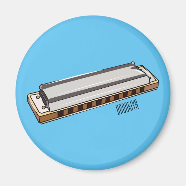 Aimant Illustration de dessin d'Harmonica (Devant)