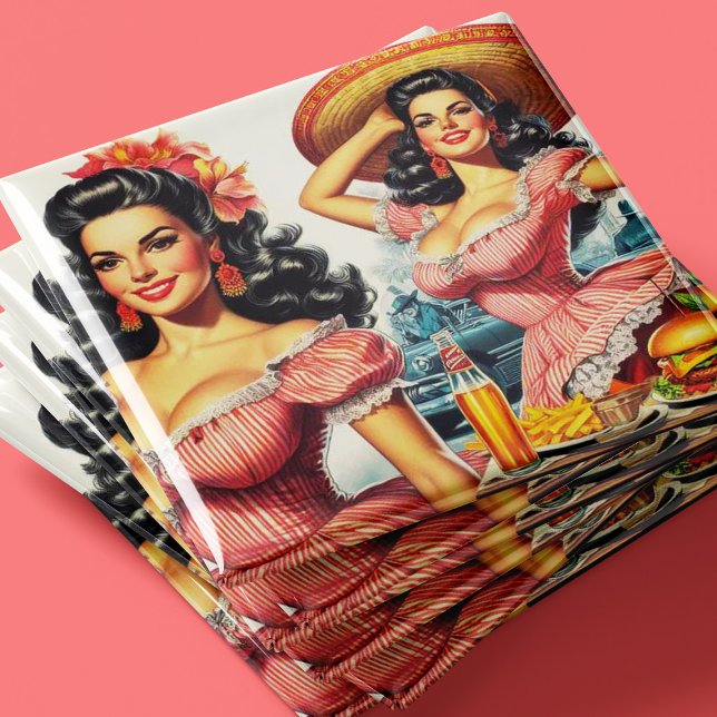 Aimant Illustration de femme hispanique vintage (Créateur téléchargé)