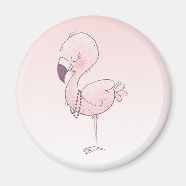 Aimant Illustration de Flamant rose rose mou (Devant)