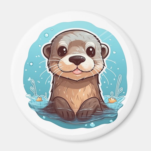 Aimant Illustration de la loutre de dessin (Devant)