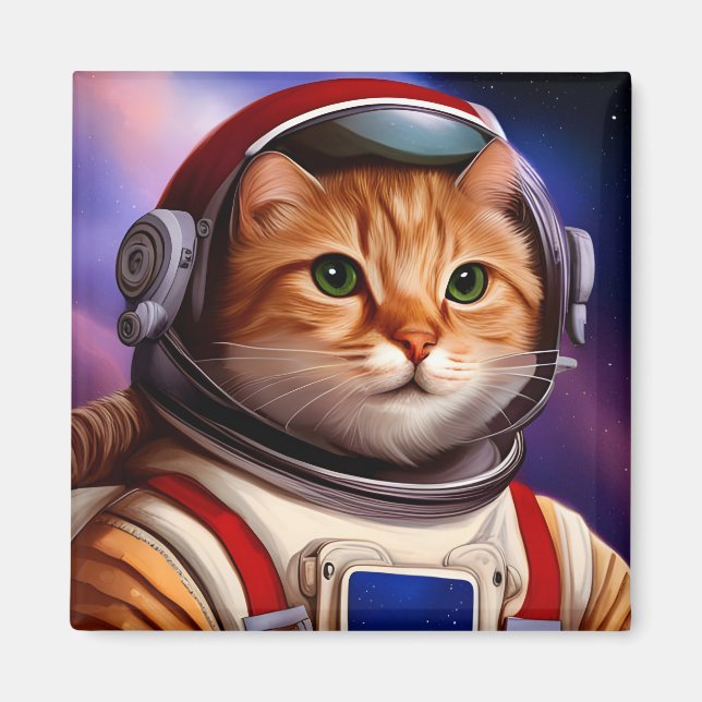 Aimant Illustration de l'astronaute spatial Ginger Cat (Devant)