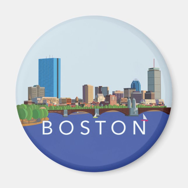 Aimant Illustration de l'ordinateur Back Bay Boston Skyli (Devant)