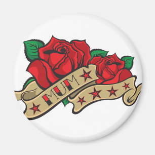 Aimant Illustration de maman Rose de tatouage