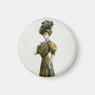Aimant Illustration de mode vintage Dame dans le Casquett